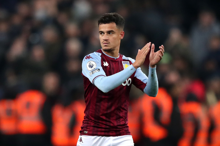 Philippe Coutinho applauds the crowd following his Aston Villa debut